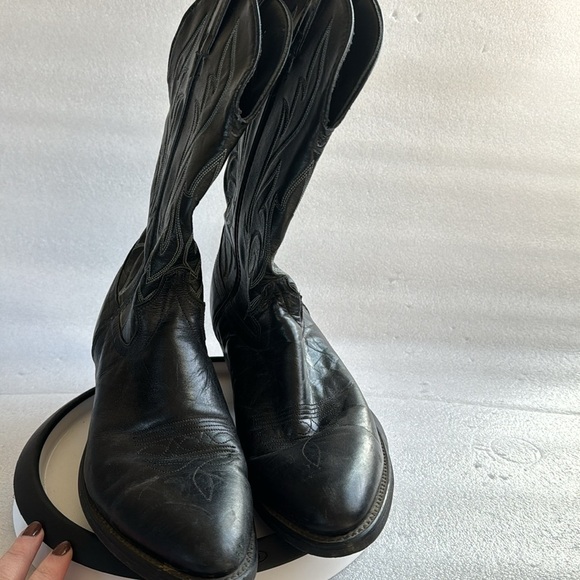 Laredo Cowboy Boots 10D Men’s Made in the USA Leather Upper Black Work Dance - Picture 9 of 17